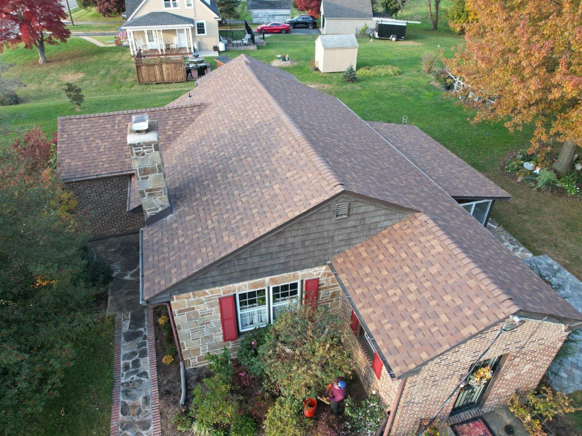 Completed gutter replacement service in Drexel Hill, PA protecting siding and foundation